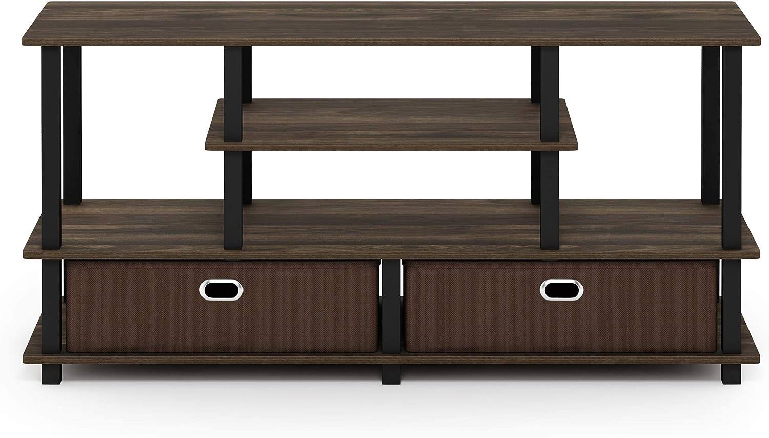 JAYA Large Stand for up to 50-Inch TV, Columbia Walnut/Black/Dark Brown