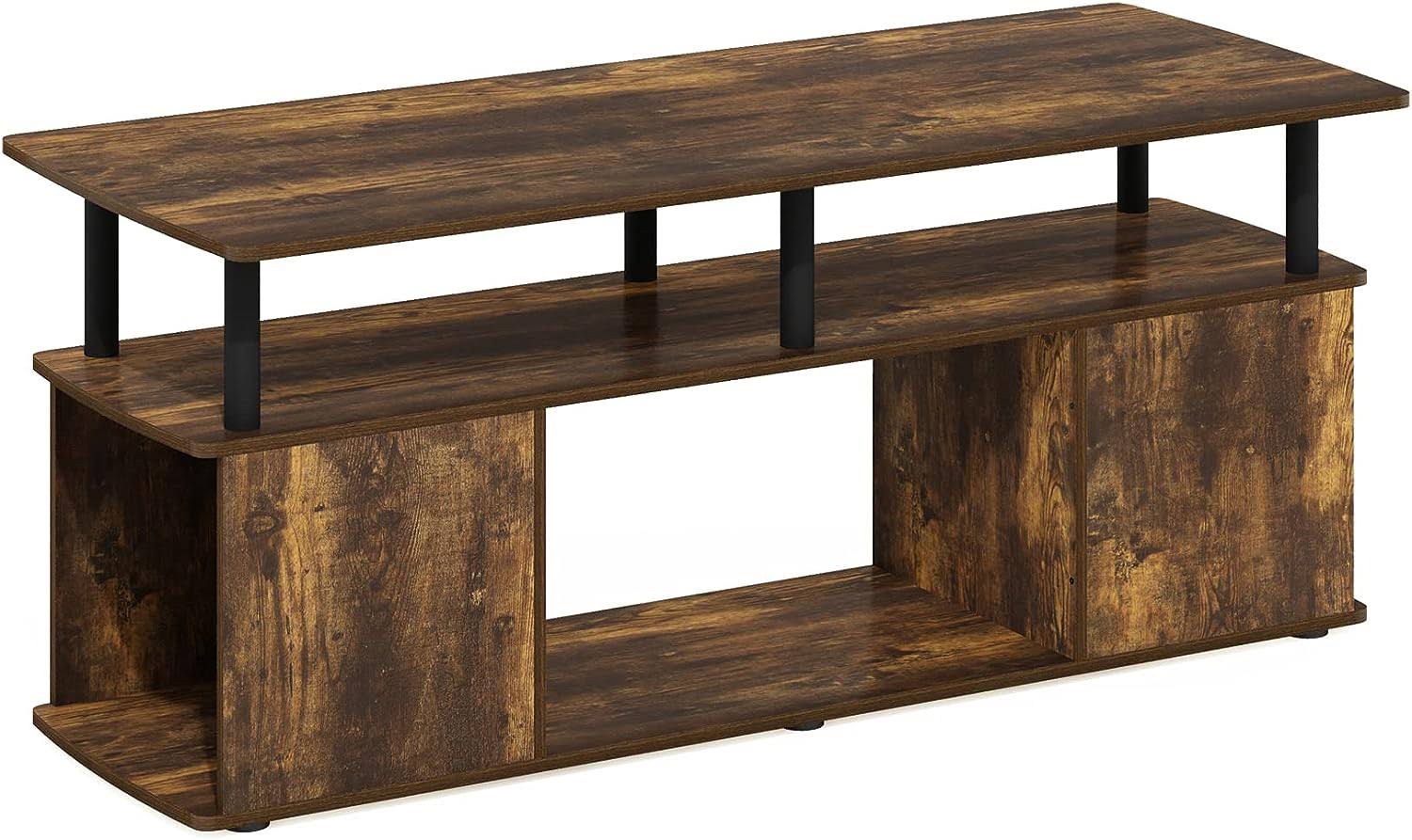 JAYA Utility Design Coffee Table / TV Stand for TV up to 55 Inch with Open Storage, Amber Pine/Black