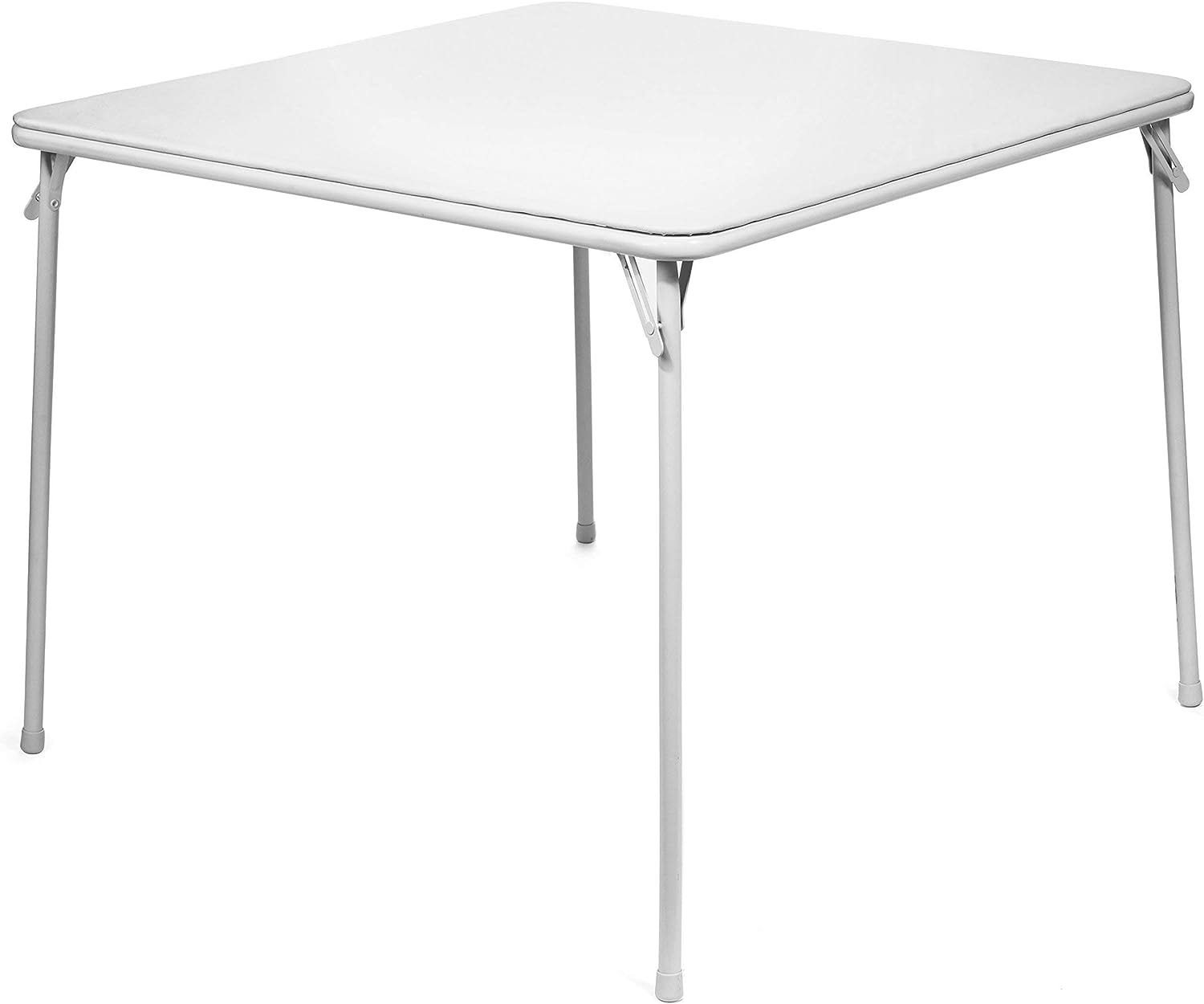 XL Series Square Folding Card Table (38 )   Easy-to-Use Collapsible Legs for Portability and Storage   Vinyl Upholstery for Convenient Cleaning   Steel Construction, Wheelchair Accessible (White)