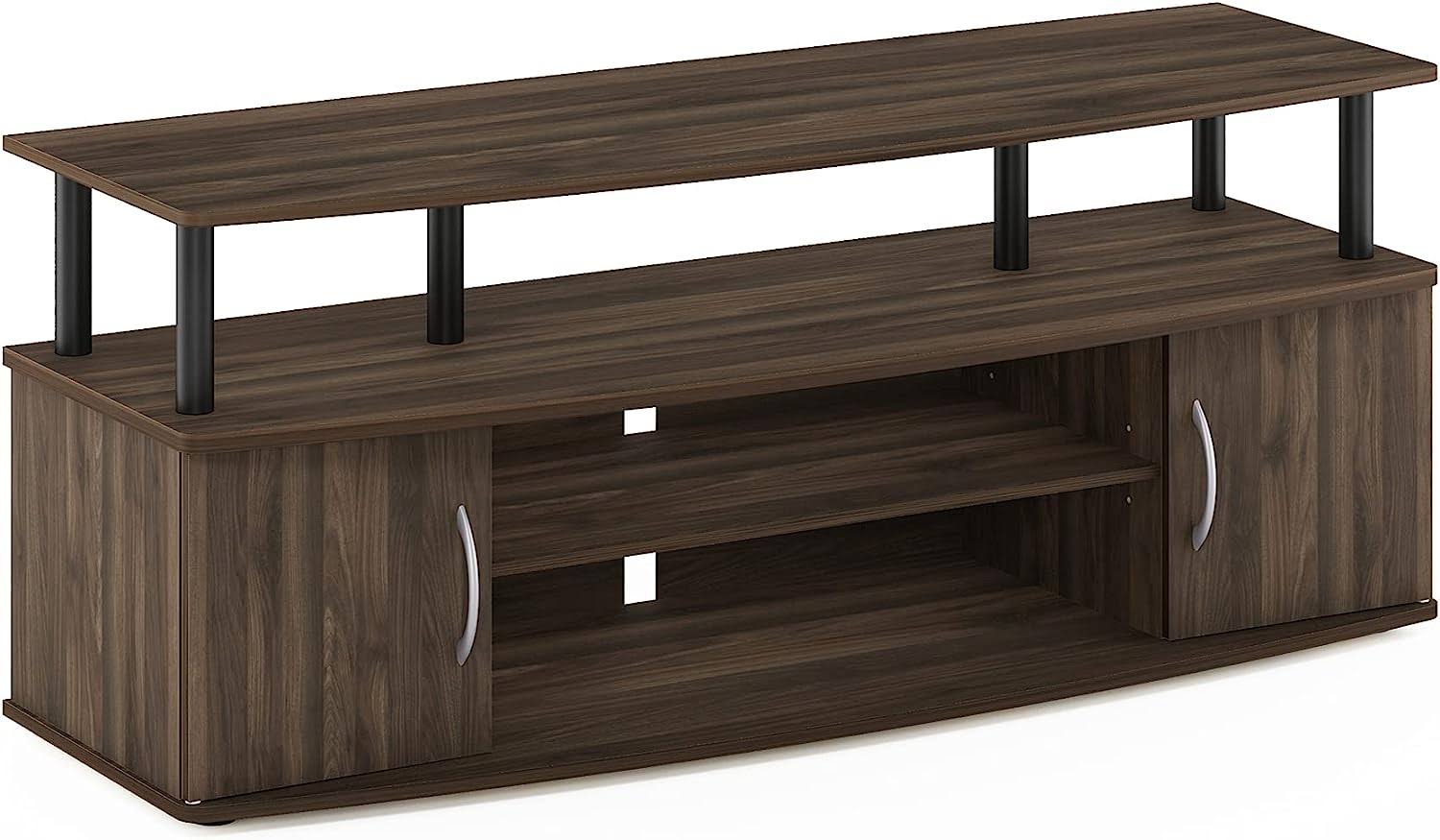 JAYA Large Entertainment Stand for TV Up to 55 Inch, Columbia Walnut/Black