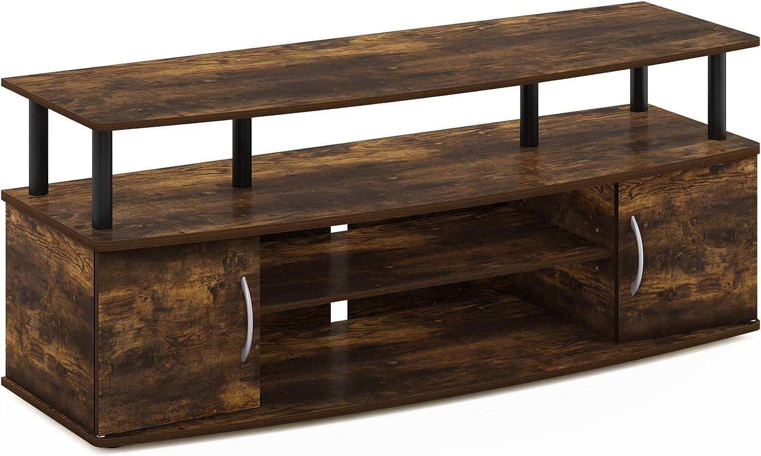 Jaya Entertainment Center Stand Unit/TV Desk for up to 55 inch, Amber Pine/Black