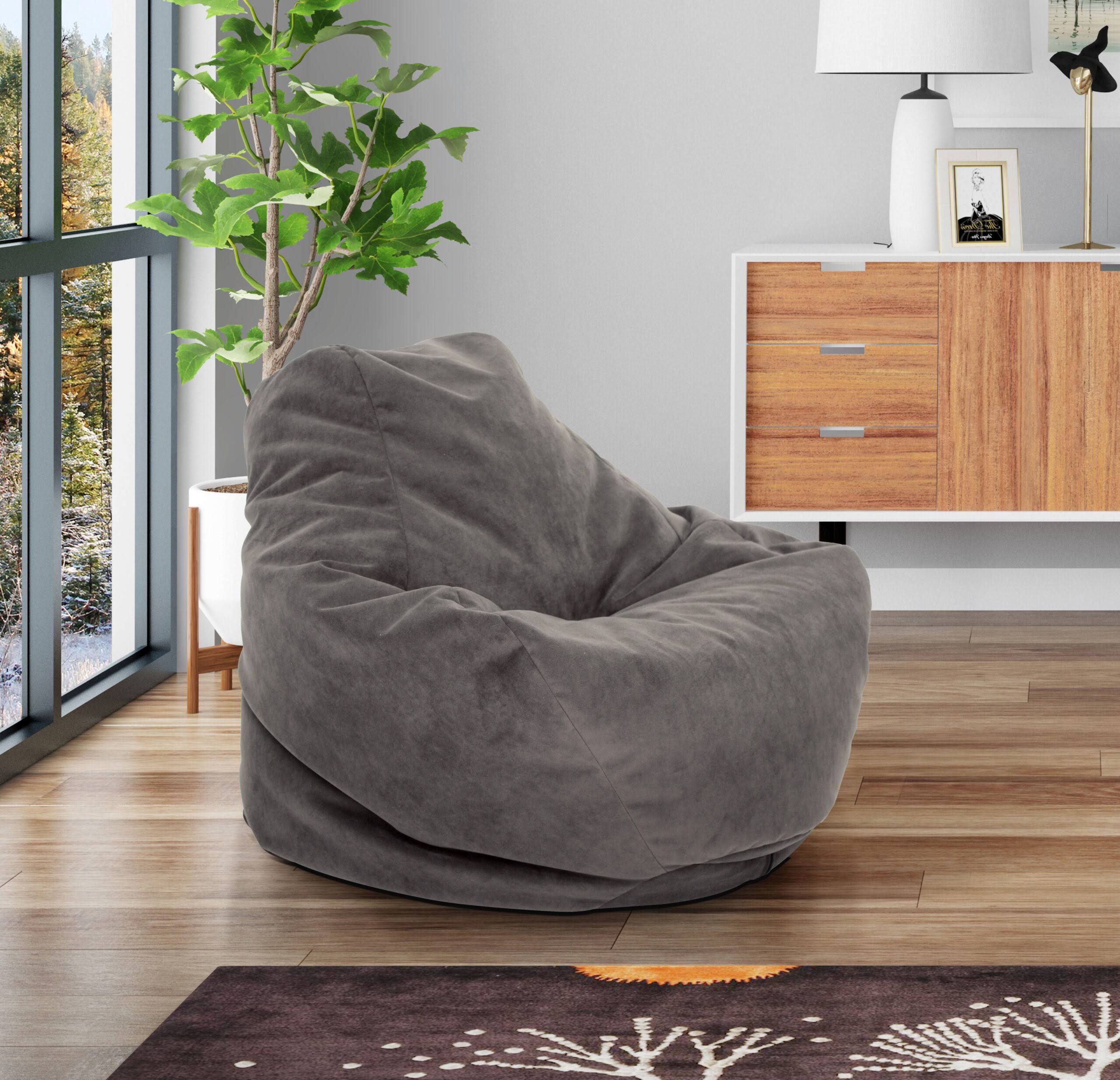 Soft-Sided Microfiber Bean Bag Lounger Chair, Mocha