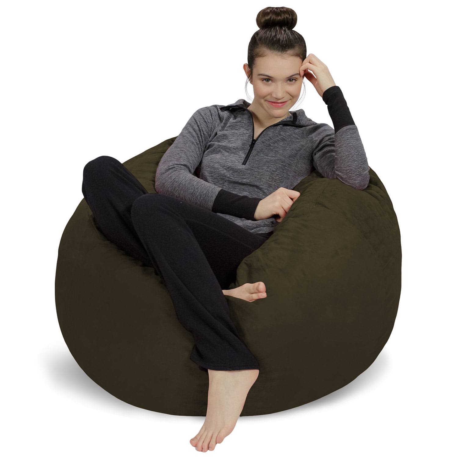 Bean Bag Chair, Memory Foam Lounger with Microsuede Cover, Kids, 3 ft, Olive