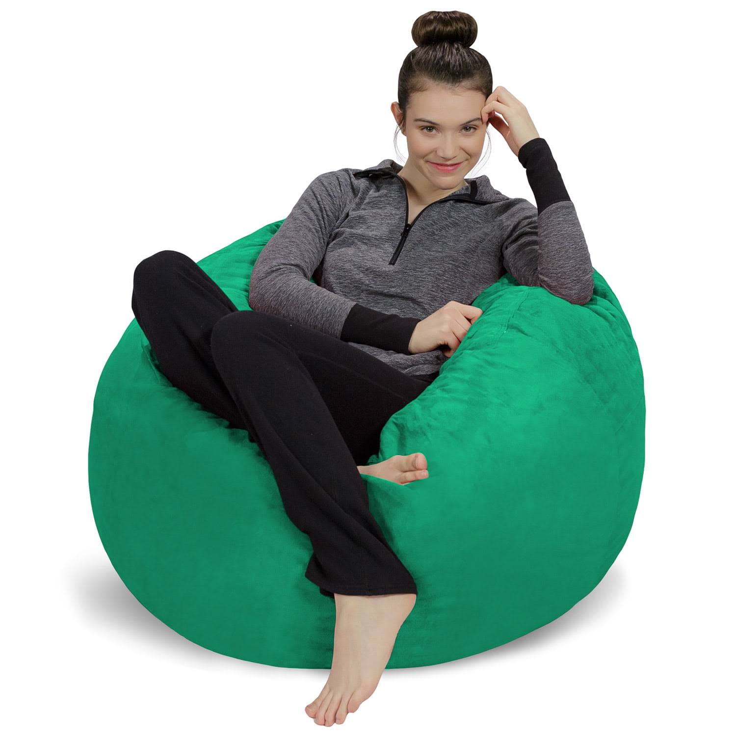 Bean Bag Chair, Memory Foam Lounger with Microsuede Cover, Kids, 3 ft, Green