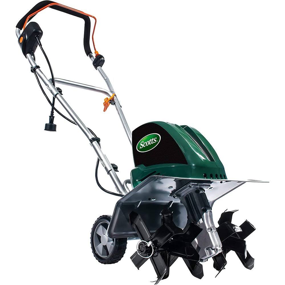 Outdoor Power Tools 13.5-Amp 16-Inch Electric Garden Tiller Cultivator, Adjustable Tines, Green