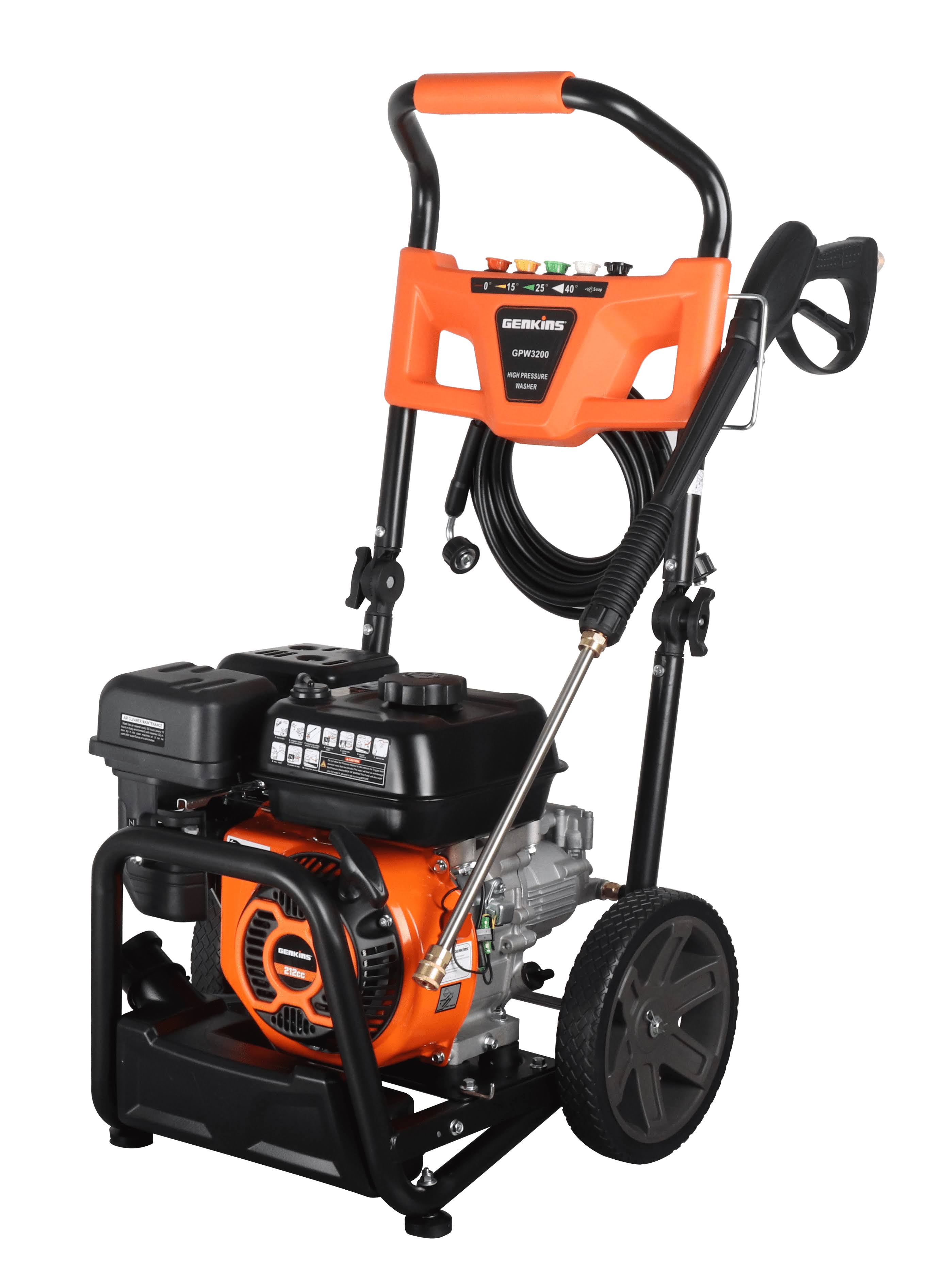 Genkins GPW3200 Gas Powered Foldable Pressure Washer 3200 PSI and 2.5 GPM, Soap Tank and Five Nozzle Set | Compact   Foldable