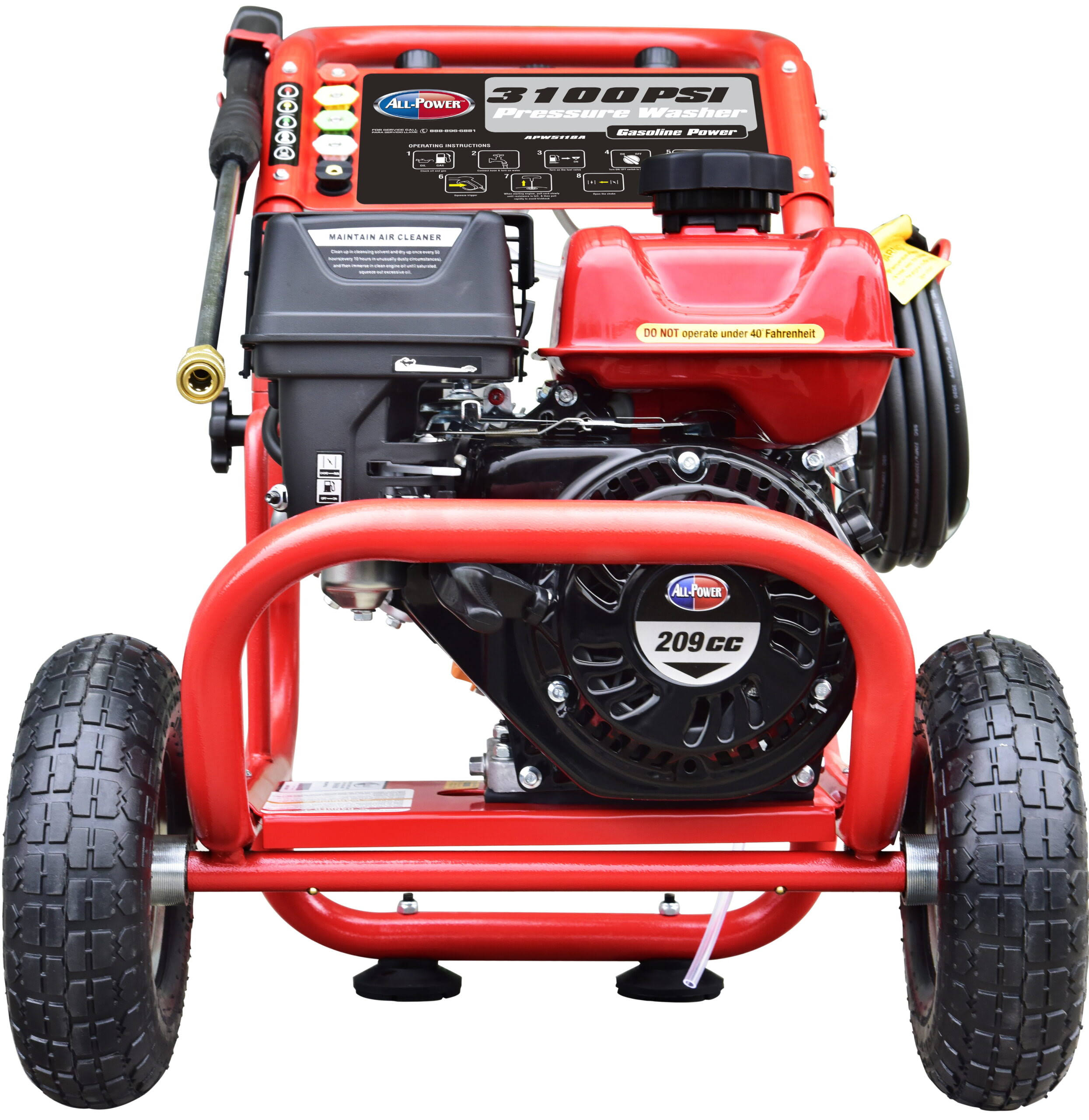 America 3100 PSI, 2.6 GPM Gas Pressure Washer w/ 30 ft High Pressure Hose, C.A.R.B. Compliant, APW5118A
