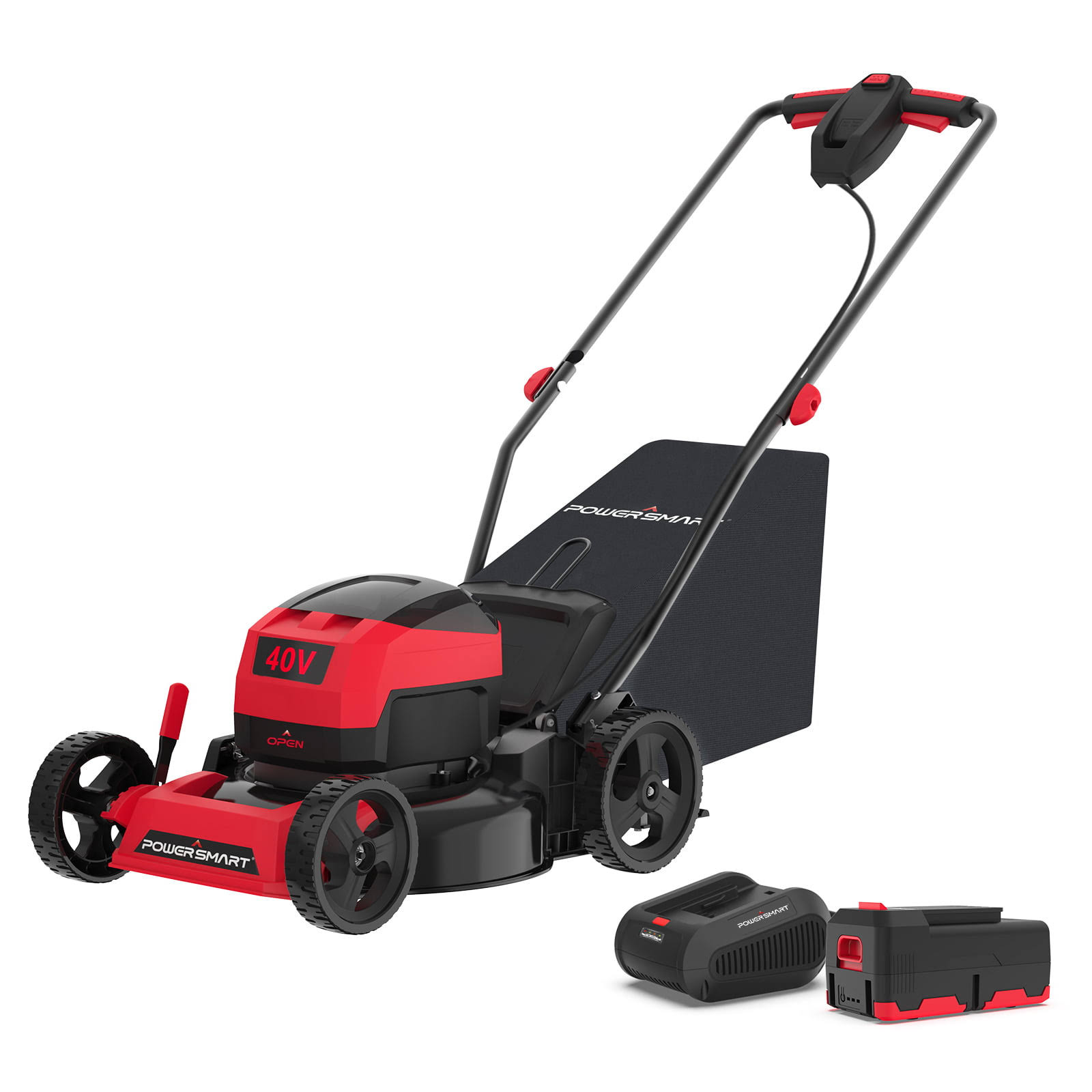 40V 17-inch 3-in-1 Cordless Brushless Walk Behind Push Lawn Mower W/4.0Ah Battery and Charger，PS76418AP