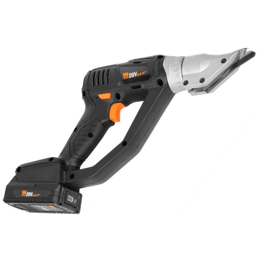 20314 20-Volt Maximum Cordless Variable Speed Swivel Head Electric Metal Shear with 2 Ah Lithium Ion Battery and Charger