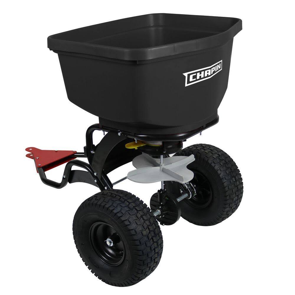 8622B 150 lbs. Black Hopper Auto-Stop Tow Behind Spreader