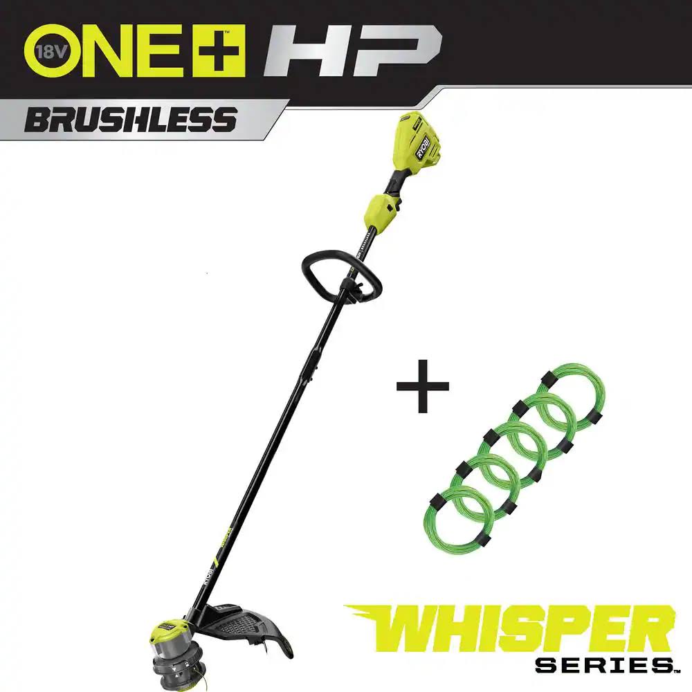 P20019BTL-AC  HP 18V Brushless Whisper Series Cordless Battery String Trimmer w/ Extra 5-Pack Pre-Cut Spiral Line (Tool Only)