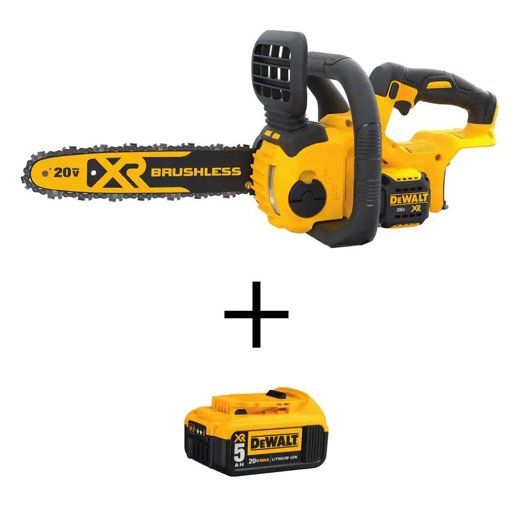 DCCS620BWB205 20V MAX 12in. Brushless Cordless Battery Powered Chainsaw Kit with (1) 5Ah Battery   Charger