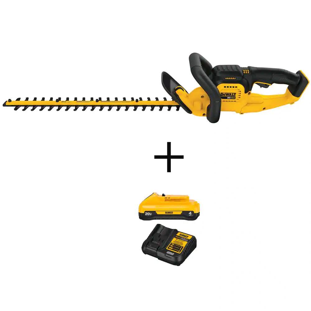DCHT820BWCB240C 20V MAX 22 in. Lithium-Ion Cordless Hedge Trimmer with 20V MAX Compact Lithium-Ion 4Ah Battery and 12V to 20V Charger