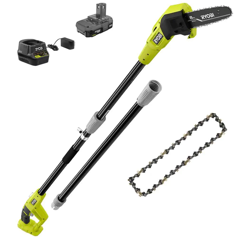 P2510-AC  18V 8 in. Cordless Oil-Free Pole Saw w/ Extra 8 in. Chain, 1.5 Ah Battery and Charger