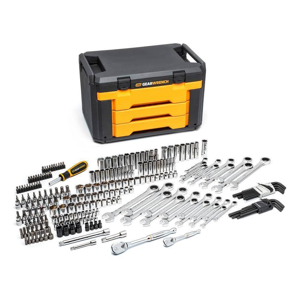 80944 1/4 in. and 3/8 in. Drive Standard and Deep SAE/Metric Mechanics Tool Set in 3-Drawer Storage Box (232-Piece)