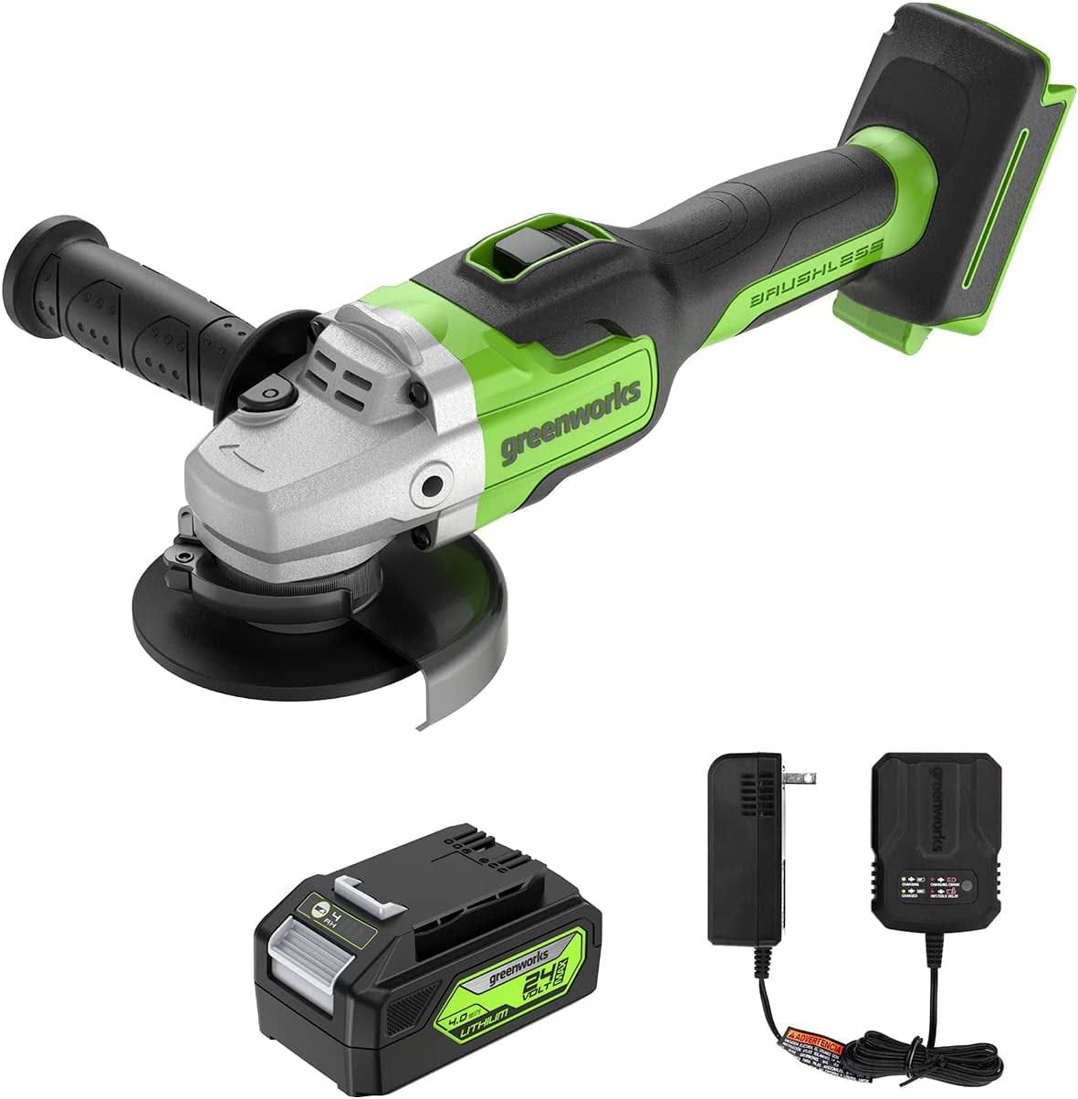 24V Angle Grinder Brushless Cordless, 4-1/2-Inch, with 4AH Battery and 2A Charger