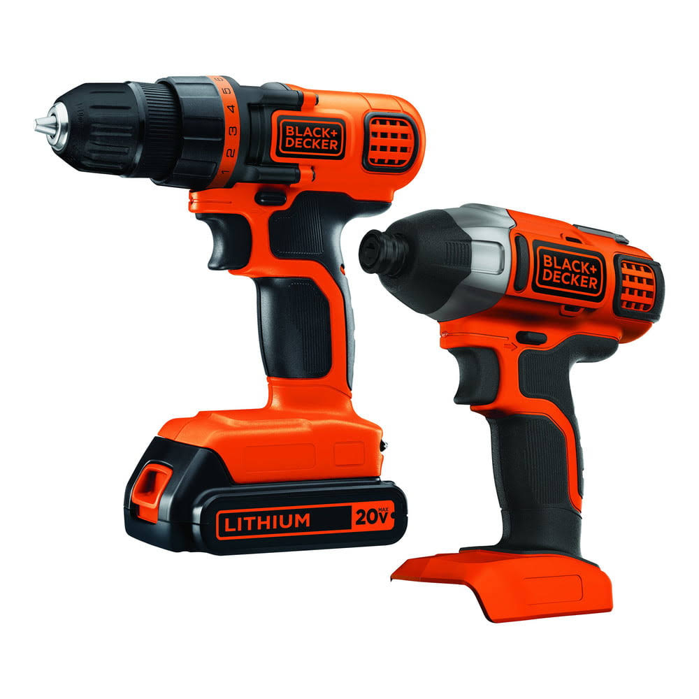 20-Volt MAX* 1.5 Ah Cordless Lithium-Ion Drill And Impact Driver Combo Kit, BD2KITCDDI