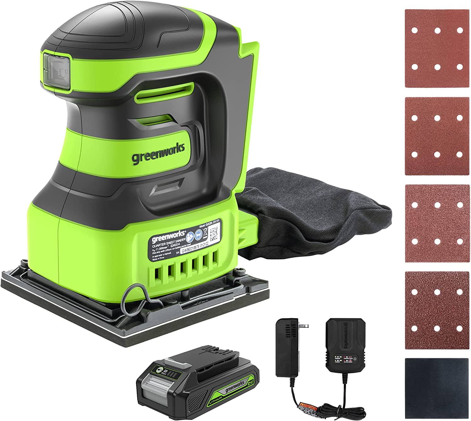 24V Cordless 1/4 Quarter Sheet Sander 11,000 OPM with 2Ah Battery and Charger