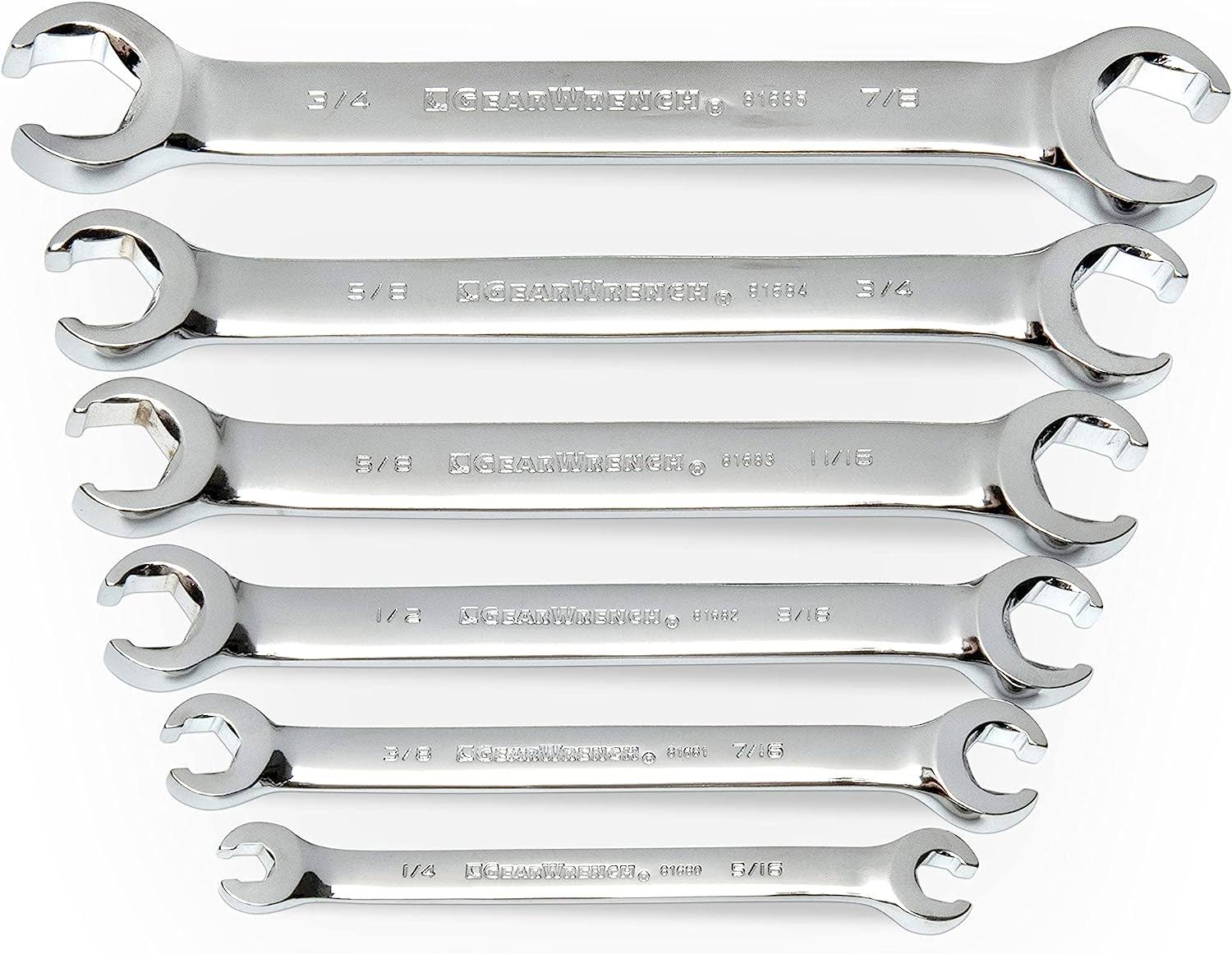 6 Pc. Flare Nut Wrench Set, SAE   81907