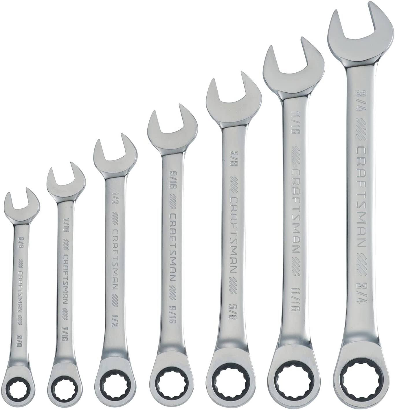 CMMT87020 7-Piece 12-Point Standard (SAE) Ratchet Wrench Set