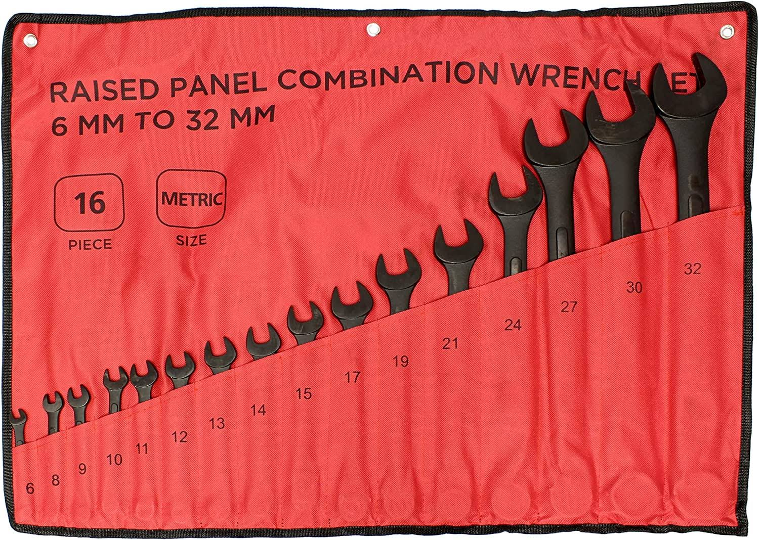 ABN Metric Wrenches Set   16 Piece Small Metric Wrench Set 6mm to 32mm Metric Combination Wrench Set with Roll Up Pouch