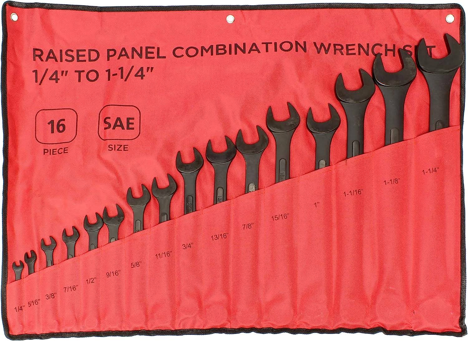 ABN Standard Wrenches Set   16 Piece SAE Combination Wrench Set 1/4in to 1-1/4in SAE Wrench Set with Roll Up Pouch