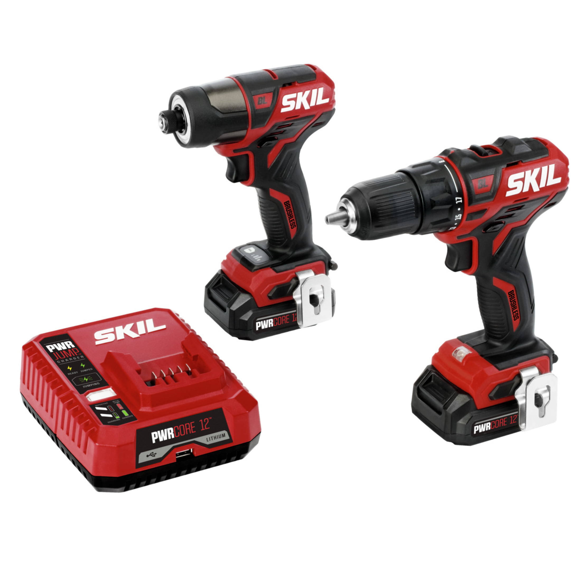 12 Brushless 12 Volt Cordless Drill Driver   Impact Driver Kit Set with two 2.0Ah Batteries    Charger