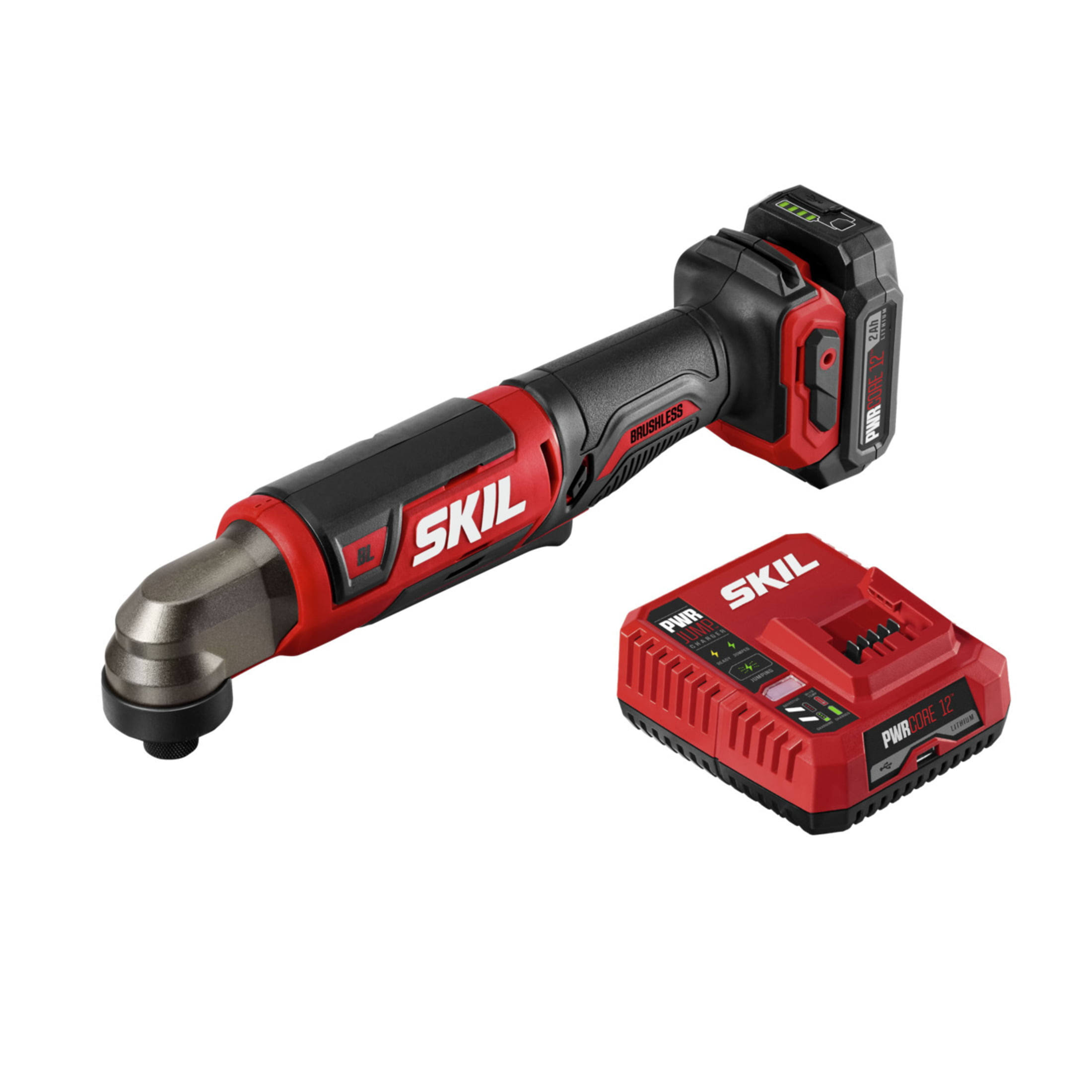 PWRCore 12 Brushless 12V Cordless 1/4  Hex Right Angle Impact Driver with PWRJump Charger