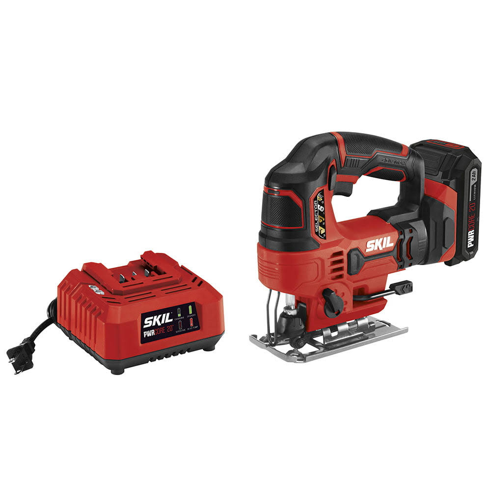 20V 7/8-inch Cordless Jigsaw, 2.0Ah Lithium Battery   Charger, JS820302