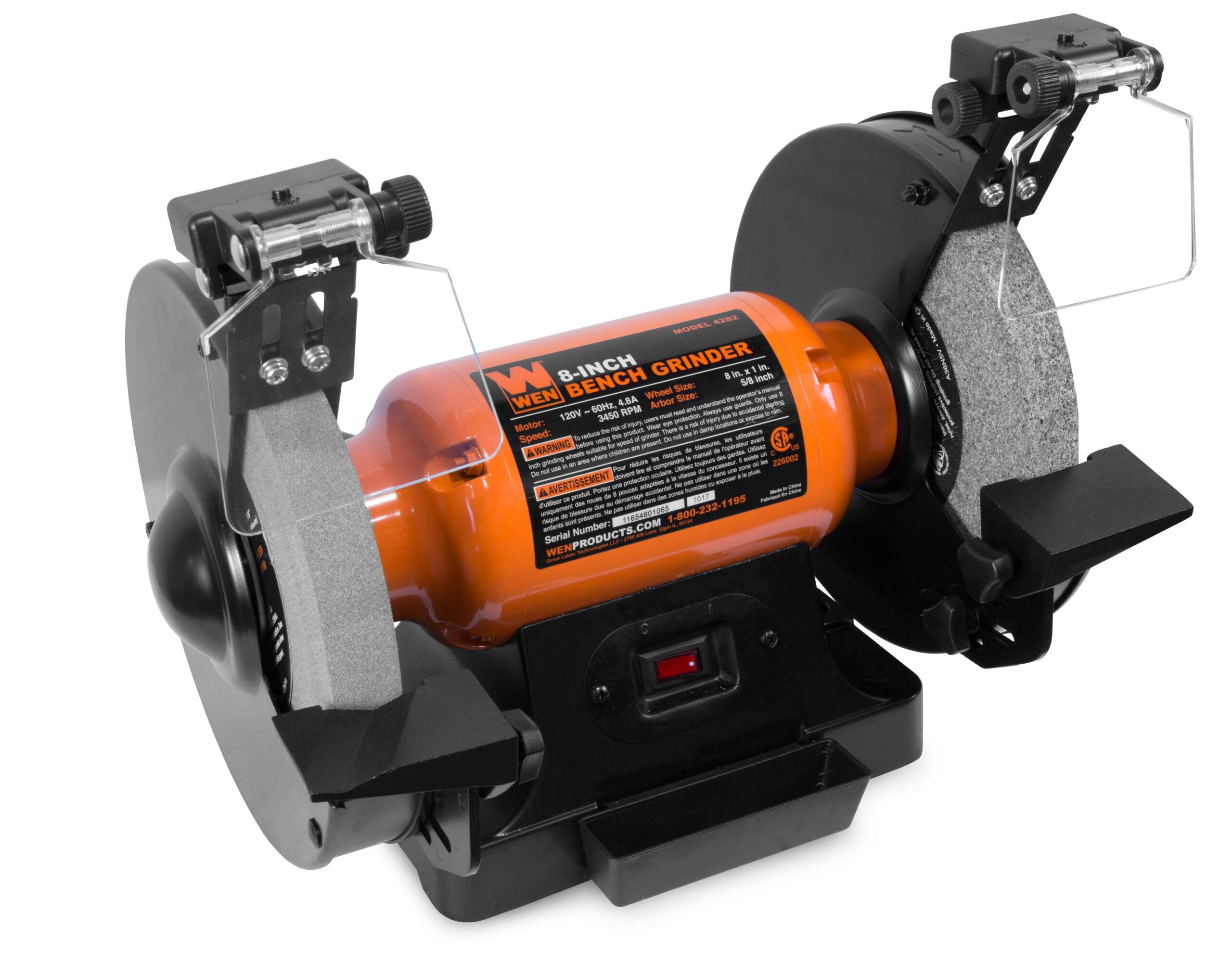 Products 4.8-Amp 8-Inch Single Speed Bench Grinder with LED Work Lights