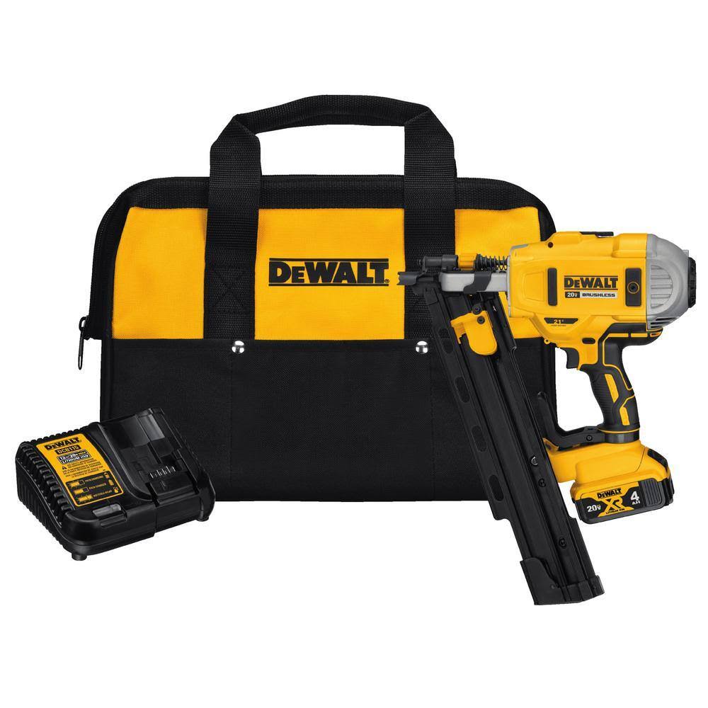 DCN21PLM1 20V MAX XR Lithium-Ion Cordless Brushless 2-Speed 21° Plastic Collated Framing Nailer with 4.0Ah Battery and Charger