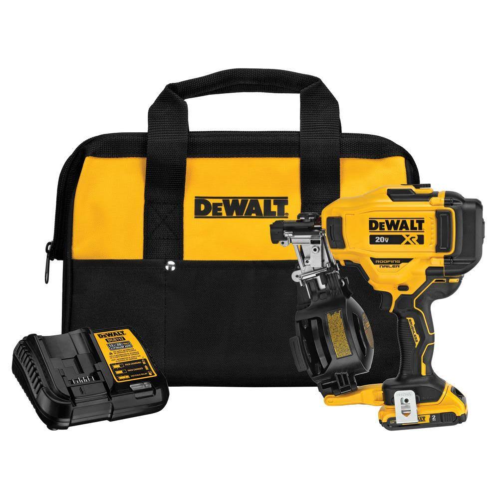 DCN45RND1 20V MAX Lithium-Ion 15-Degree Cordless Roofing Nailer Kit with 2.0Ah Battery Charger and Bag