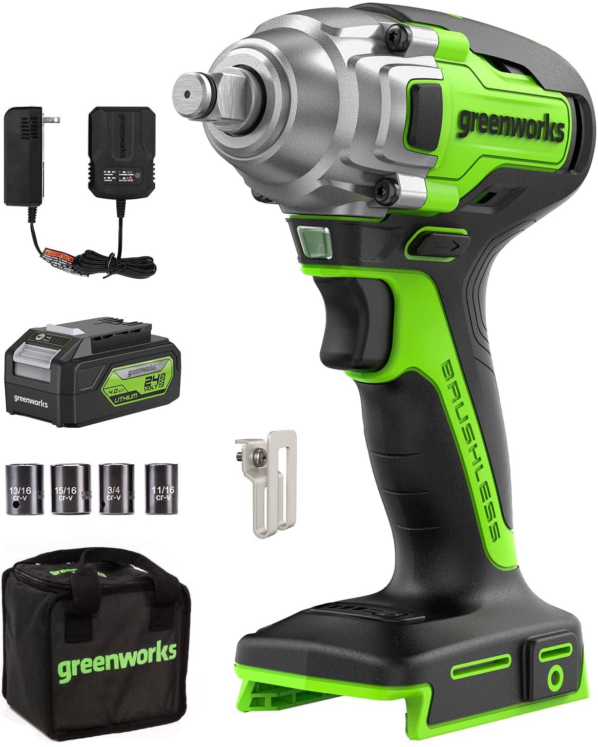 24V Brushless 1/2-inch 300 ft./lbs.  Impact Wrench with 4.0Ah Battery   Charger