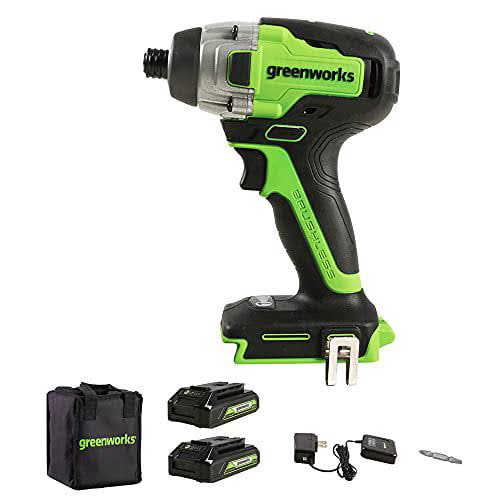24V Brushless Cordless 1/4-inch Impact Driver with (2) USB Batteries (Power Banks) and Charger Included, LED Light, 2pcs Driving Bits with Tool Bag, 3803702AZ