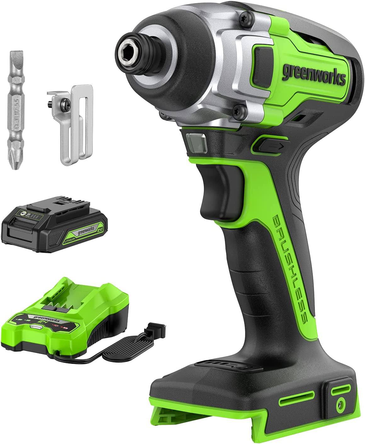 24V Brushless Impact Driver Kit, 2650 Inch-Pounds 3-Speed with 2Ah Battery and 2A Charger