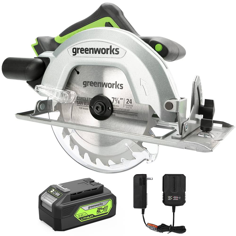 24V Brushless Cordless 7.25  Circular Saw 4,500 RPM, with 4Ah Battery and 2A Charger