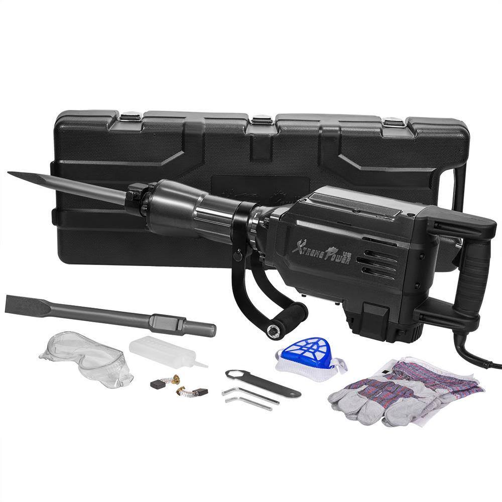 61110-H1 8.1 in. W 2800-Watt Heavy-Duty Electric Jackhammer Demolition Hammer Concrete Breaker Tool Kit