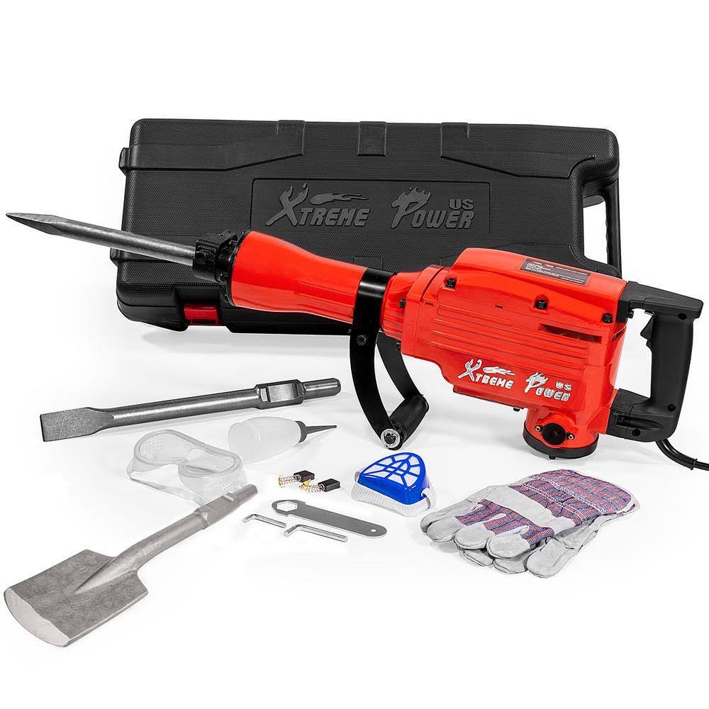 61117-XPH2 2200-Watt Heavy-Duty Electric Demolition Jack Hammer Concrete Breaker with Asphalt Cutter Chisel Bit
