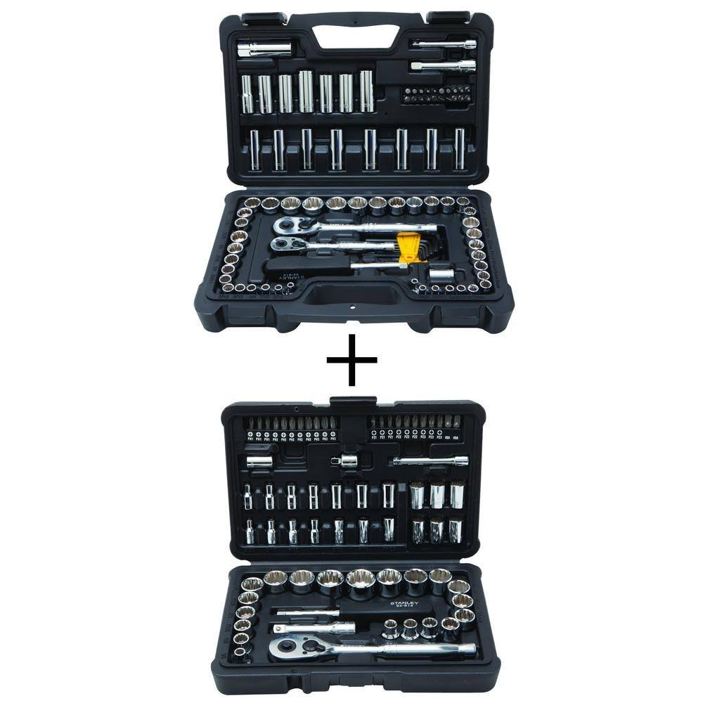 Stanley STMT7485874859 1/4 in.   3/8 in. Drive Full Polish Chrome SAE   Metric Mechanic Tool Set (97-Piece) and Mechanic Tool Set (68pc)