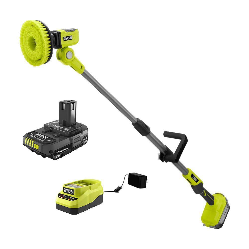 P4500K  18V Cordless Telescoping Power Scrubber Kit with 2.0 Ah Battery and Charger