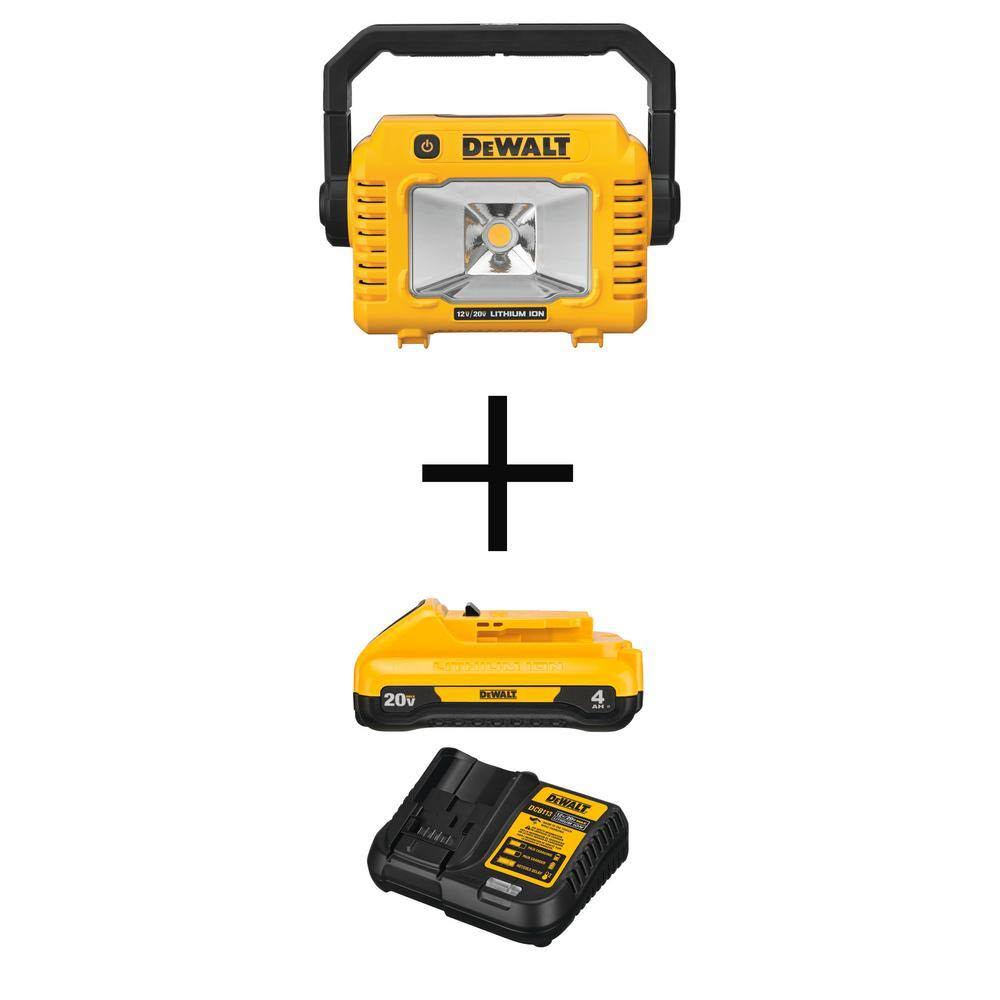 DCL077BW240C 20V MAX Compact Task Light, (1) 20V MAX Compact Lithium-Ion 4.0Ah Battery, and 12V-20V MAX Charger