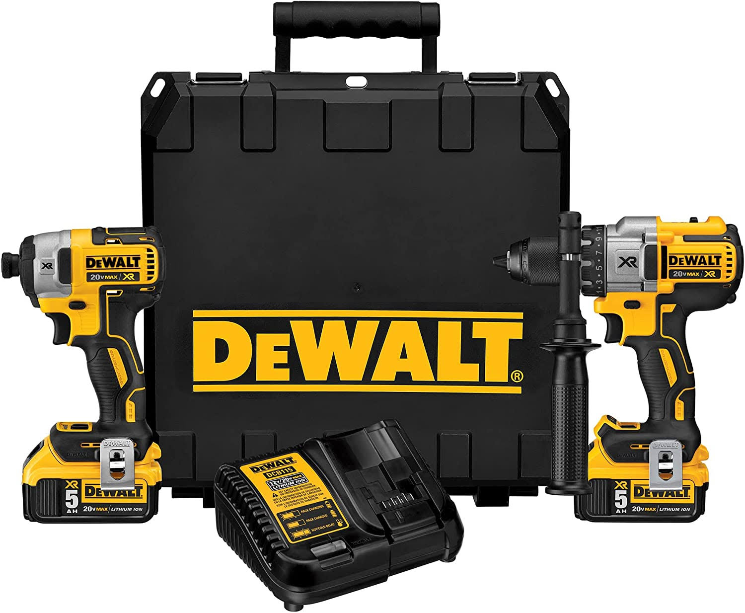 DCK299P2 20-Volt MAX XR Cordless Brushless Hammer Drill/Impact Combo Kit (2-Tool) with (2) 20-Volt 5.0Ah Batteries   Charger