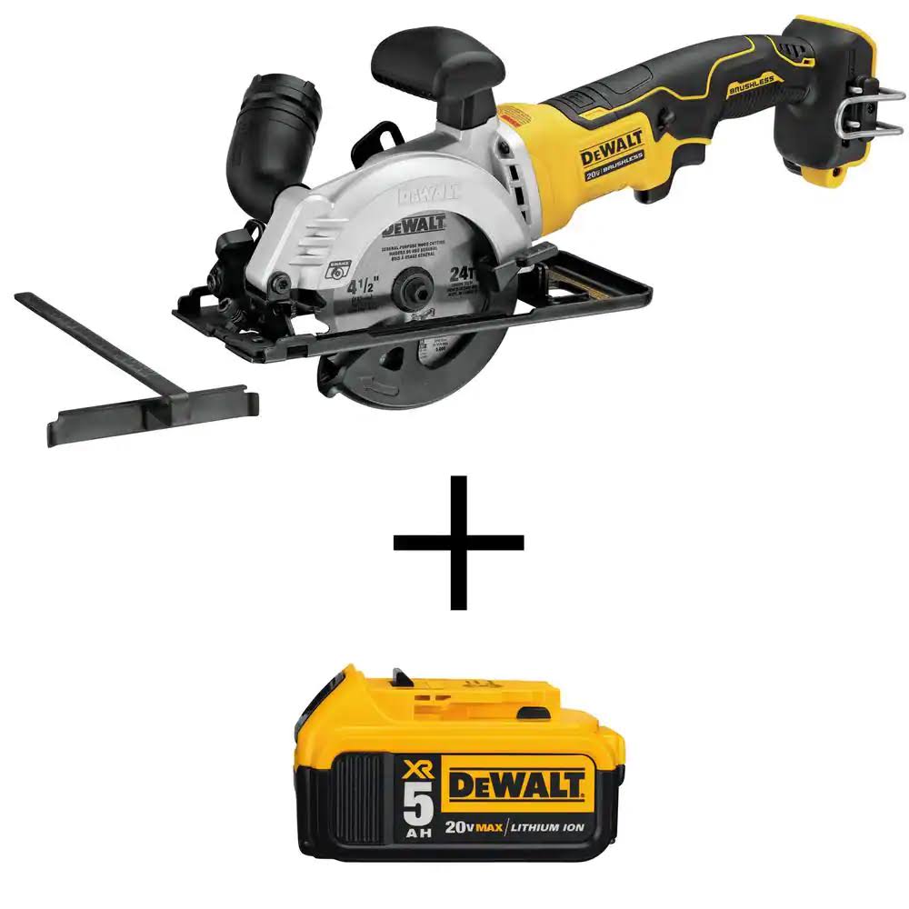 DCS571BWDCB205 ATOMIC 20-Volt MAX Cordless Brushless 4-1/2 in. Circular Saw with (1) 20-Volt Battery 5.0Ah