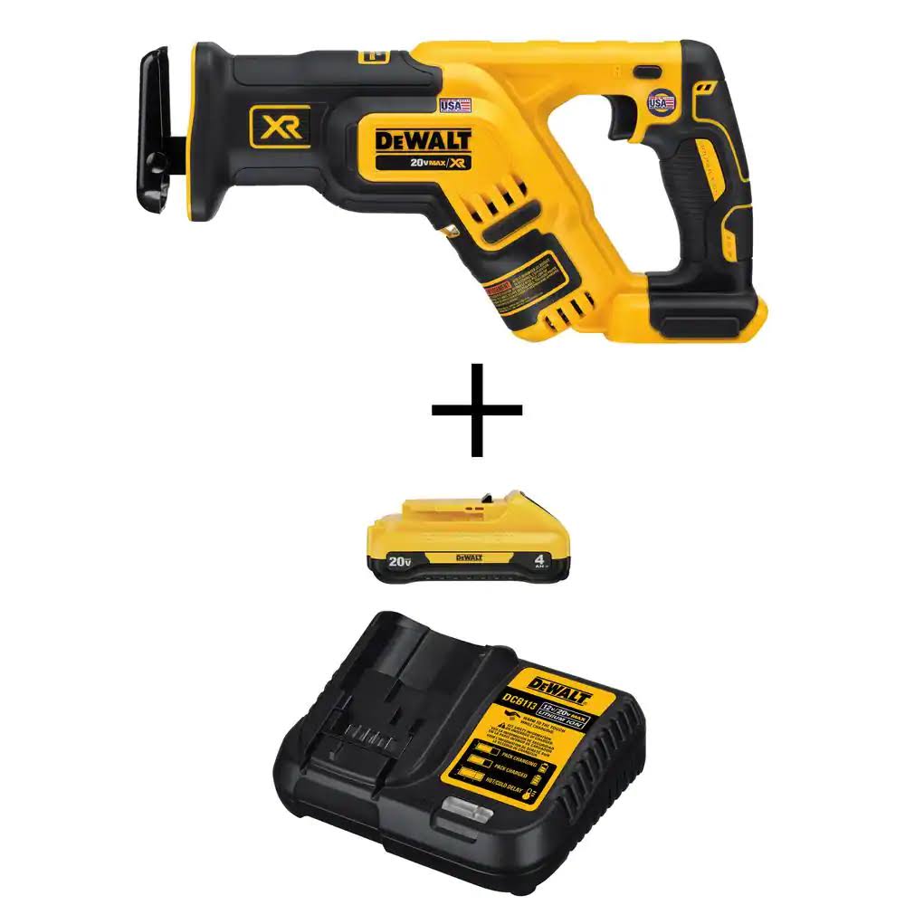 DCS367BW240C 20-Volt MAX XR Cordless Brushless Compact Reciprocating Saw with (1) 20-Volt Battery 4.0Ah   Charger