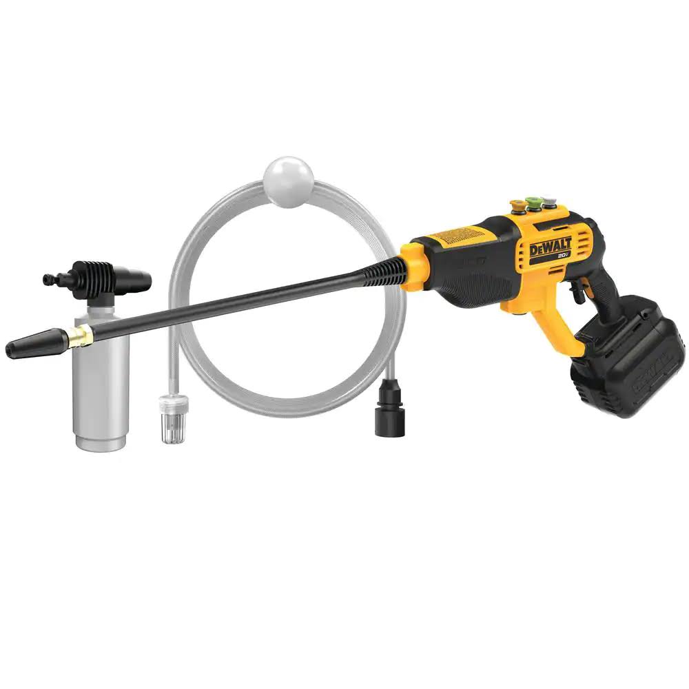 DCPW550P1 20V MAX 550 PSI 1.0 GPM Cold Water Cordless Electric Power Cleaner with 4 Nozzles, (1) 5.0 Ah Battery and Charger