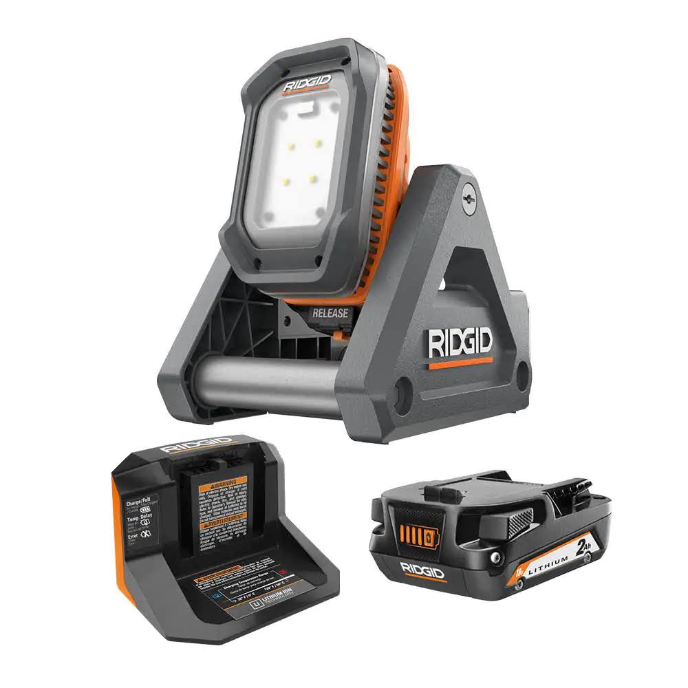 R8694620KSBN 18V Cordless Flood Light Kit with Detachable Light with 2.0 Ah Lithium-Ion Battery and Charger