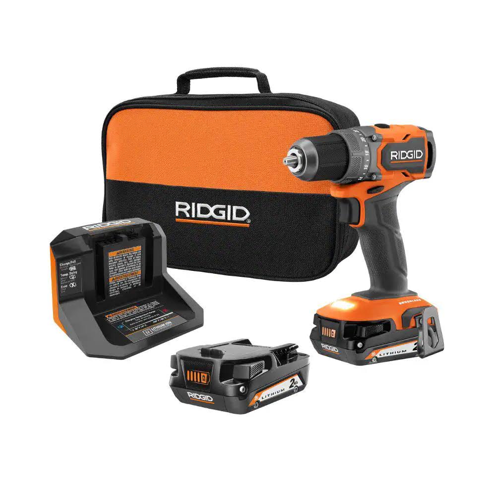 R87012K 18V SubCompact Brushless Cordless 1/2 in. Drill/Driver Kit with (2) 2.0 Ah Batteries, Charger, and Tool Bag