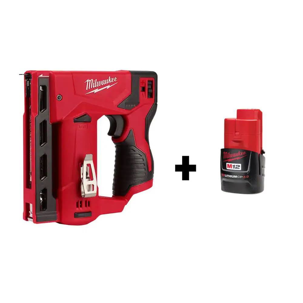 2447-20-48-11-2420 M12 12-Volt Lithium-Ion Cordless 3/8 in. Crown Stapler with M12 2.0Ah Battery