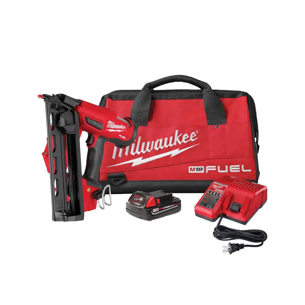 2841-21CT M18  18-Volt Lithium-Ion Brushless Cordless Gen II 16-Gauge Angled Finish Nailer Kit with 2.0Ah Battery and Charger
