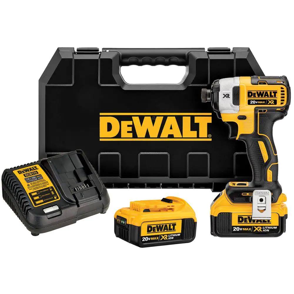 DCF887M2 20-Volt MAX XR Cordless Brushless 3-Speed 1/4 in. Impact Driver with (2) 20-Volt 4.0Ah Batteries   Charger